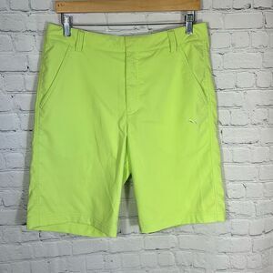 Puma Mens Neon Green Golf Sport Lifestyle Shorts size 32 Sporty Athleisure